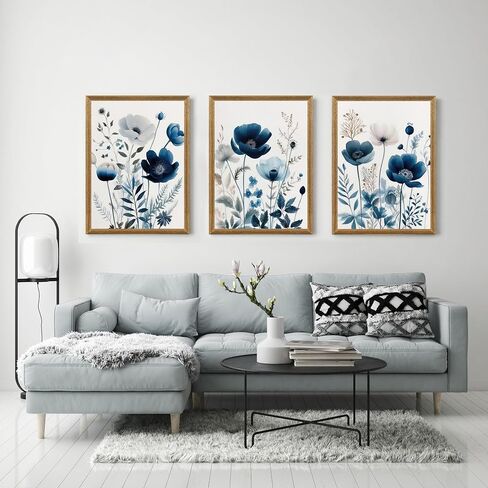 DUWQU 3 PCS Elegant Farmhouse Canvas Wall Art, Vintage Floral Pictures Art Wall Decor, Nature Themed Daisy Art Prints for Living Room Bedroom Kitchen and Office Ready to Hang 12×16 Inches in Saudi Arabia