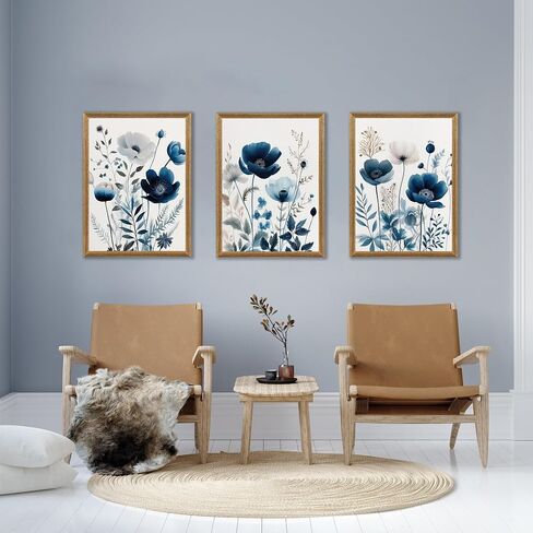 DUWQU 3 PCS Elegant Farmhouse Canvas Wall Art, Vintage Floral Pictures Art Wall Decor, Nature Themed Daisy Art Prints for Living Room Bedroom Kitchen and Office Ready to Hang 12×16 Inches in Saudi Arabia