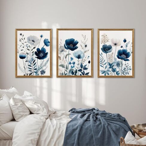 DUWQU 3 PCS Elegant Farmhouse Canvas Wall Art, Vintage Floral Pictures Art Wall Decor, Nature Themed Daisy Art Prints for Living Room Bedroom Kitchen and Office Ready to Hang 12×16 Inches in Saudi Arabia