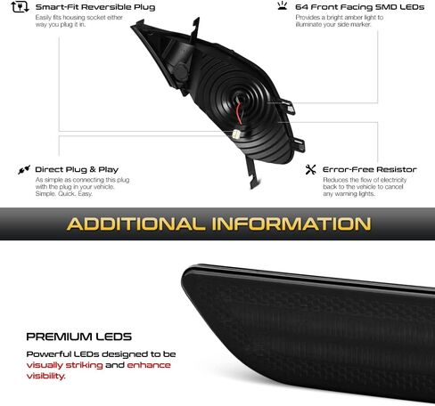 VIPMOTOZ Front Amber Full LED Side Marker Lights Lamps Compatible With 2003-2006 Porsche Cayenne 955 Smoked Tinted Lens Black Housing Driver & Passenger Side Pair Set in Saudi Arabia