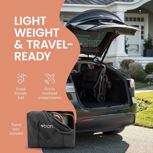 Bēbee V2 Lightweight Baby Stroller - Premium Vegan Leather, One-Hand Fold, Infinite Recline, Aircraft-Grade Aluminum Frame, XXL Canopy, and Ample Storage Umbrella Stroller - Sand in Saudi Arabia