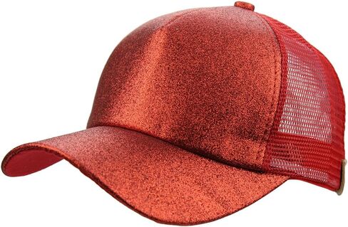 Womens Summer Glitter Messy Bun Mesh High Ponytail Baseball Tennis Sun Hat Cap in Saudi Arabia