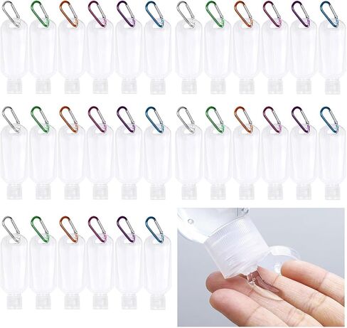 30 Pcs Hand Sanitizer Keychain,1.7oz Refillable Travel Refillable Travel Bottles Containers,Portable Liquid Squeeze Containers for Toiletries(Bottle + Lid + Hook) in Saudi Arabia