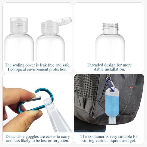 30 Pcs Hand Sanitizer Keychain,1.7oz Refillable Travel Refillable Travel Bottles Containers,Portable Liquid Squeeze Containers for Toiletries(Bottle + Lid + Hook) in Saudi Arabia
