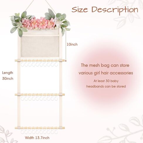 POVETIRE Headband Holder Hair Bows Organizer for Girls, Hair Accessories Display Storage Wall Hanging Decor for Baby Nursery Toddler Girls Room in Saudi Arabia