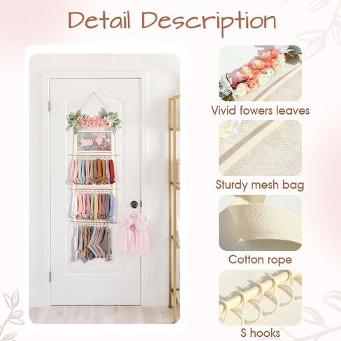 POVETIRE Headband Holder Hair Bows Organizer for Girls, Hair Accessories Display Storage Wall Hanging Decor for Baby Nursery Toddler Girls Room in Saudi Arabia