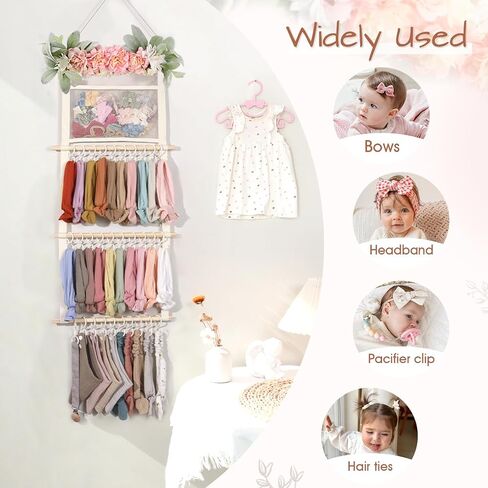 POVETIRE Headband Holder Hair Bows Organizer for Girls, Hair Accessories Display Storage Wall Hanging Decor for Baby Nursery Toddler Girls Room in Saudi Arabia