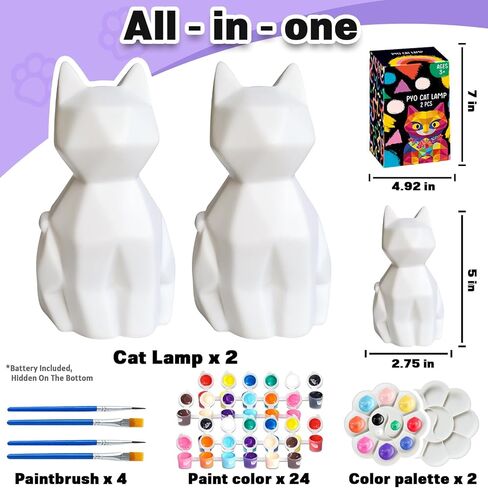 Funzbo 4.3in paint your your cat lamp kit - ats and crafts stupies chinten kits for bevid in Kuwait