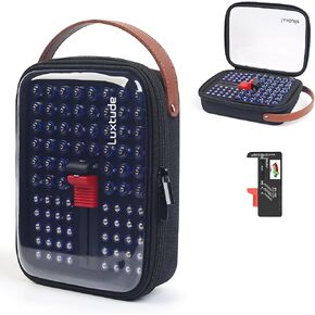 Luxtude Battery Organizer Storage Case with Tester, Clear Batteries Storage Organizers Holds, Hard Battery Holder Organizers, Portable Batteries Case Organizer, Drawer Caddy (Black) in Saudi Arabia