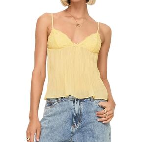 Women Y2k Floral Cami Tank Top Spaghetti Strap Camisole Deep V Neck Fairy Grunge Backless Crop Top Sleepwear in Saudi Arabia