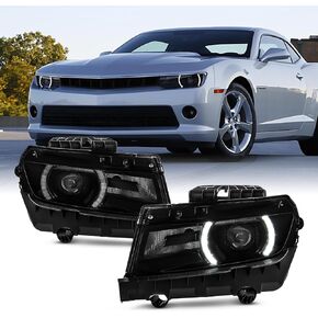 AKKON - Fit 2014 2015 Chevy Camaro 14-15 Halogen Type w/LED DRL Projector Headlight Headlamp Driver Passenger Black OE Style in Saudi Arabia