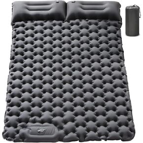 Ultra-Thick 4" Double Camping Sleeping Pad with Built-in Foot Pump - Queen Size Inflatable Mattress for Couples, Backpacking & Outdoor Adventures(Grey-Double) in Kuwait