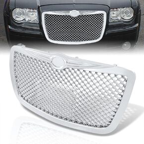 AJP Distributors Front Upper Hood Bumper Chrome Diamond Mesh Badgeless Grille Honeycomb Grill Cover Guard ABS Compatible/Replacement For 300 300C SRT8 2005 2006 2007 2008 2009 2010 05 06 07 08 09 10 in Saudi Arabia