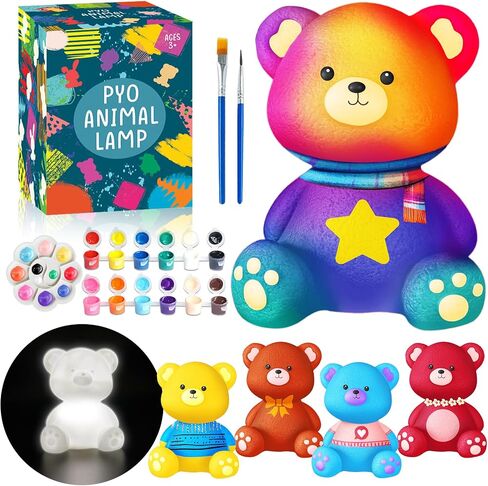 FUNZBO 4.3in Paint Your Own Cat Lamp Kit - Arts and Crafts Supplies Kitten Painting Kits for Kids Teens, DIY Night Light Toy for Toddler Girl Boy Ages 3 4 5 6 7 8 9 10 11 12 13+ Birthday Easter Gift in Kuwait