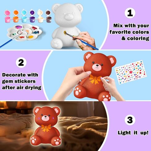 FUNZBO 4.3in Paint Your Own Cat Lamp Kit - Arts and Crafts Supplies Kitten Painting Kits for Kids Teens, DIY Night Light Toy for Toddler Girl Boy Ages 3 4 5 6 7 8 9 10 11 12 13+ Birthday Easter Gift in Kuwait