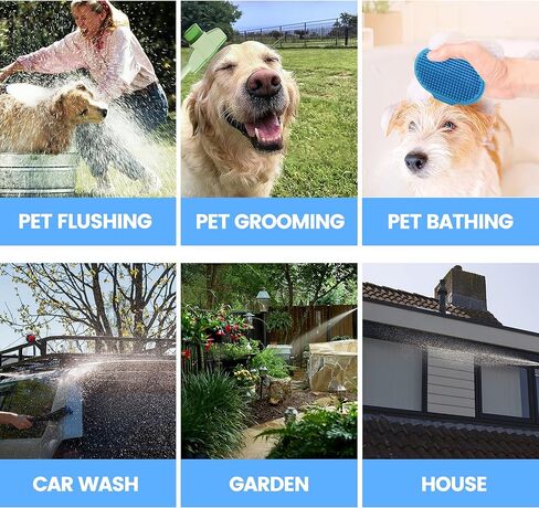 Dog Washing Hose Attachment, 10-in-1 Soap Sprayer Moden Garden Hose Nozzle with 100cc Soap Dispenser, Dog Wash Supplies with Dog Bath Brush & Pet Comb, Foam Gun Car Wash Sprayer (Orange) in Kuwait