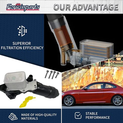 Upgraded Aluminium Oil Cooler Filter Housing Assembly for 2016-2022 BMW 230i 330e 330i 330i GT xDrive 430i 530e 530i 740e xDrive X3 X4 2016-2022 11428596283 in Kuwait