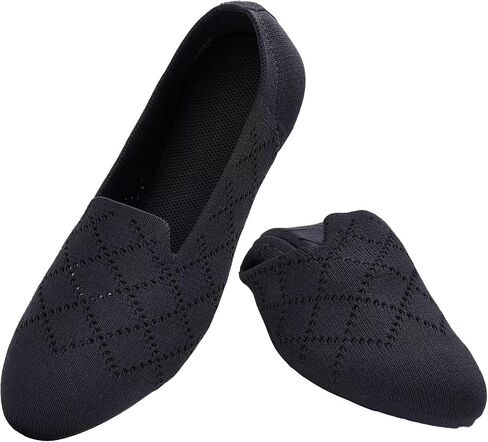 Puxowe Women’s Ballet Flat Shoes Round Toe Knit Dress Shoes Low Wedge Slip On Ballerina Walking Flats Shoes for Woman Comfort Soft Sky Blue Size 7.5 US in Saudi Arabia