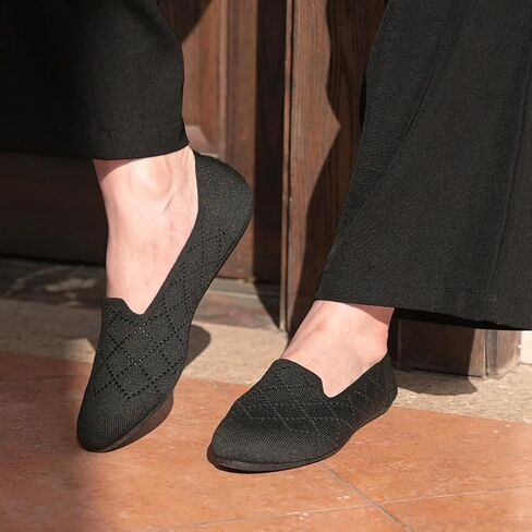 Puxowe Women’s Ballet Flat Shoes Round Toe Knit Dress Shoes Low Wedge Slip On Ballerina Walking Flats Shoes for Woman Comfort Soft Sky Blue Size 7.5 US in Saudi Arabia