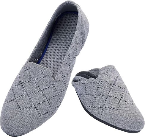 Puxowe Women’s Ballet Flat Shoes Round Toe Knit Dress Shoes Low Wedge Slip On Ballerina Walking Flats Shoes for Woman Comfort Soft Sky Blue Size 7.5 US in Saudi Arabia