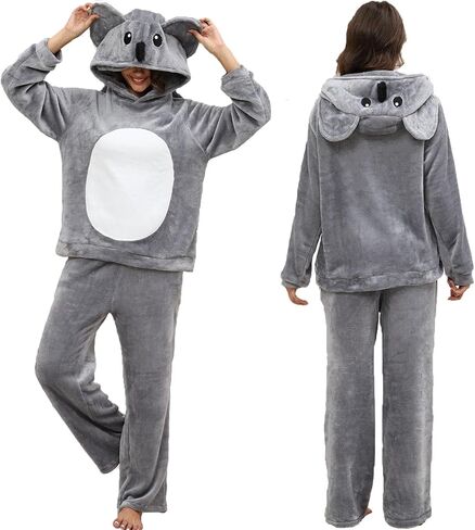 Unisex Adult Animal Costume Two Pieces Pajamas Halloween Costumes Cosplay Sleepwear for Women Men in Kuwait