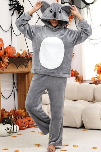 Unisex Adult Animal Costume Two Pieces Pajamas Halloween Costumes Cosplay Sleepwear for Women Men in Kuwait