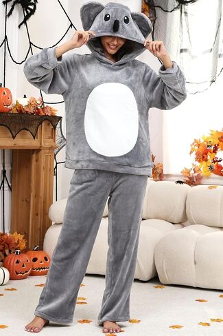 Unisex Adult Animal Costume Two Pieces Pajamas Halloween Costumes Cosplay Sleepwear for Women Men in Kuwait