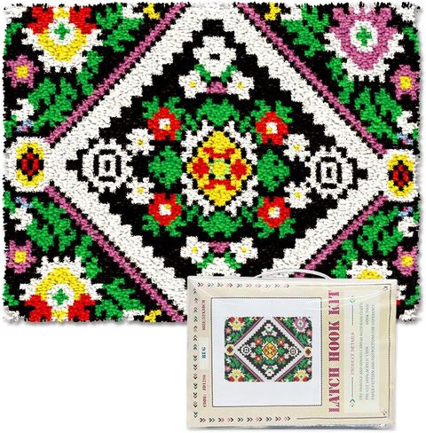 أوريغاش كات كات مزلاج طقم هوك للبالغين تغطية الإبرة DIY طقم طقم طقم من نسيج السجاد المصنوع يدويًا مع مزلاج الخطاف والقماش المطبوع مسبقًا ، ديكور أريكة الفنون المنزلية ، 20.5 × 15 بوصة in Kuwait
