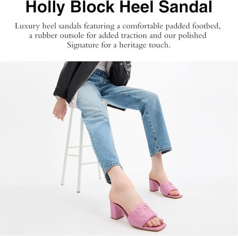 Coach Women's Holly Block Heel Sandal Platform, Charcoal/Black, 8 in Saudi Arabia