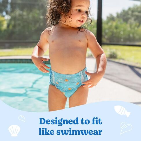 Swim Diapers Size 5-6 (32+ lbs), Huggies Little Swimmers Disposable Swimming Diapers, 17 Ct (Pack of 2) in Saudi Arabia