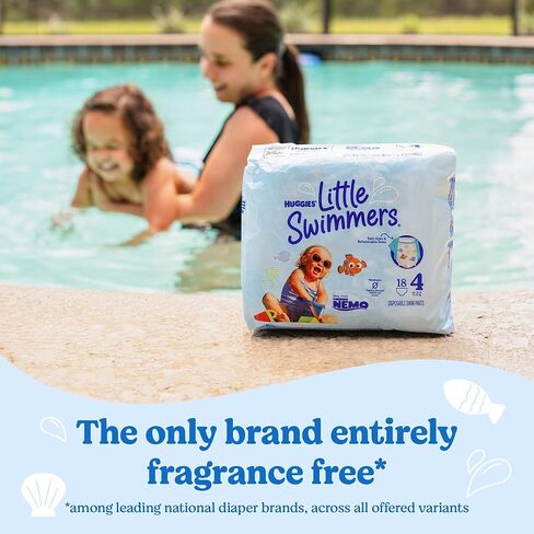 Swim Diapers Size 5-6 (32+ lbs), Huggies Little Swimmers Disposable Swimming Diapers, 17 Ct (Pack of 2) in Saudi Arabia