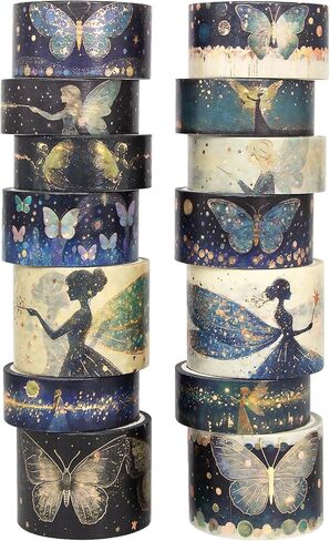 24 Rolls Washi Tape Set - Floral Alphabet Themed Decorative Masking Tape, Adhesive Artists Tape for Journaling Supplies, DIY Craft, Scrapbooking Supplies, Gift Wrapping, School Supplies in Kuwait