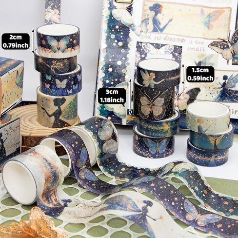24 Rolls Washi Tape Set - Floral Alphabet Themed Decorative Masking Tape, Adhesive Artists Tape for Journaling Supplies, DIY Craft, Scrapbooking Supplies, Gift Wrapping, School Supplies in Kuwait