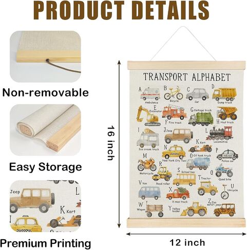 Nrleey Farm Animals Wall Art - Farm Animal Nursery Educational Poster Hanger Frame, Farm Nursery Decor, 12x16 Inches in Kuwait