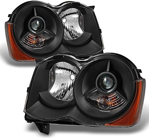 AKKON - For [Black] 2008 2009 2010 Jeep Grand Cherokee Halogen Type Projector Headlight Headlamps LH + RH Pair in Saudi Arabia