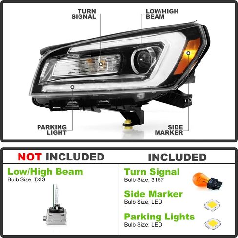 Acanii - لـ [Hid/Xenon Model Only] 2013-2016 GMC Acadia OE Style LED Projector المصباح الأمامي الأيمن. in Saudi Arabia