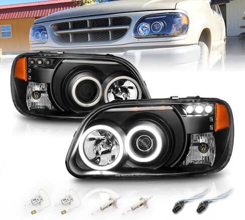 AmeriLite for 1995-2001 Ford Explorer Xtreme LED Halos Parking Lamp Black Projector Replacement Headlights Set - Passenger and Driver Side in Saudi Arabia