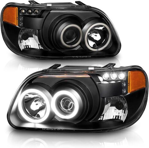 AmeriLite for 1995-2001 Ford Explorer Xtreme LED Halos Parking Lamp Black Projector Replacement Headlights Set - Passenger and Driver Side in Saudi Arabia