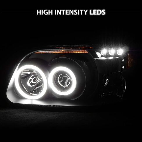 AmeriLite for 1995-2001 Ford Explorer Xtreme LED Halos Parking Lamp Black Projector Replacement Headlights Set - Passenger and Driver Side in Saudi Arabia