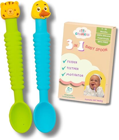 3-in-1 Baby Spoon ™ - Silicone Self-Feeding Utensils for Baby Led Weaning (BLW), Soft-Tip First Stage Spoon for Infants & Toddlers, Easy Grip, BPA-Free, Dishwasher Safe, 4-Pack in Saudi Arabia