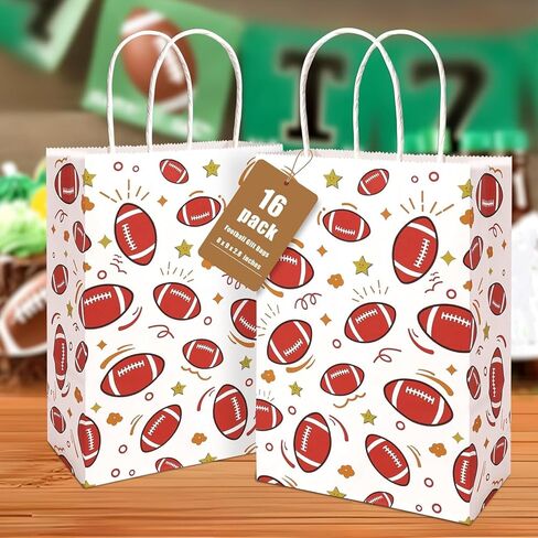 Shindel 16PCS Soccer Gift Bags, Paper Bags with Handles Soccer Goodie Bags Soccer Party Favor Bags Treat Candy Bags for Kids Birthday Gift Giving in Saudi Arabia