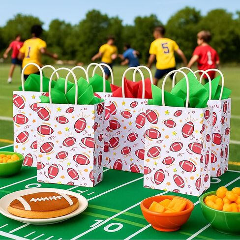 Shindel 16PCS Soccer Gift Bags, Paper Bags with Handles Soccer Goodie Bags Soccer Party Favor Bags Treat Candy Bags for Kids Birthday Gift Giving in Saudi Arabia