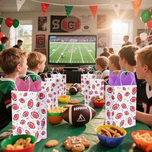 Shindel 16PCS Soccer Gift Bags, Paper Bags with Handles Soccer Goodie Bags Soccer Party Favor Bags Treat Candy Bags for Kids Birthday Gift Giving in Saudi Arabia