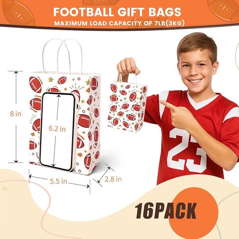 Shindel 16PCS Soccer Gift Bags, Paper Bags with Handles Soccer Goodie Bags Soccer Party Favor Bags Treat Candy Bags for Kids Birthday Gift Giving in Saudi Arabia