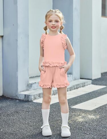 Arshiner Toddler Girls Girls Cloths مضلعة قمم متماسكة أكمامًا وأكملًا من قصر in Saudi Arabia