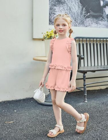 Arshiner Toddler Girls Girls Cloths مضلعة قمم متماسكة أكمامًا وأكملًا من قصر in Saudi Arabia