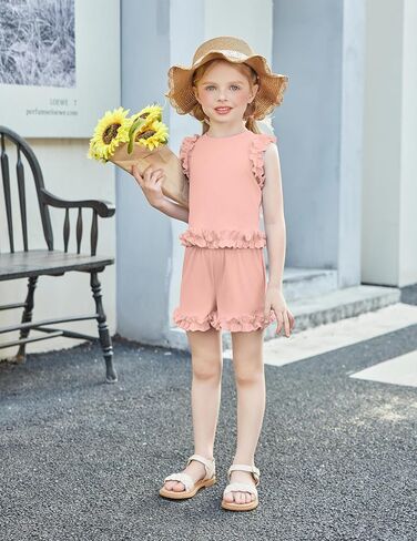 Arshiner Toddler Girls Girls Cloths مضلعة قمم متماسكة أكمامًا وأكملًا من قصر in Saudi Arabia