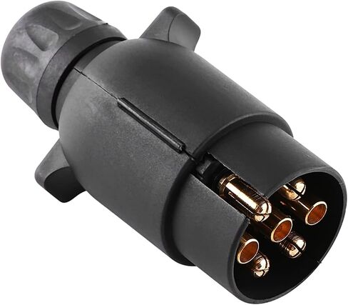 Acouto 12V 7 Pin Electric Trailer Plug N Type Plastic 7 pole Wiring Connector Adapter Black 7 way european trailer European 7 pin trailer plug in Saudi Arabia