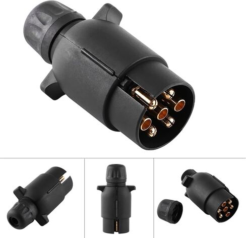 Acouto 12V 7 Pin Electric Trailer Plug N Type Plastic 7 pole Wiring Connector Adapter Black 7 way european trailer European 7 pin trailer plug in Saudi Arabia