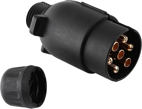 Acouto 12V 7 Pin Electric Trailer Plug N Type Plastic 7 pole Wiring Connector Adapter Black 7 way european trailer European 7 pin trailer plug in Saudi Arabia
